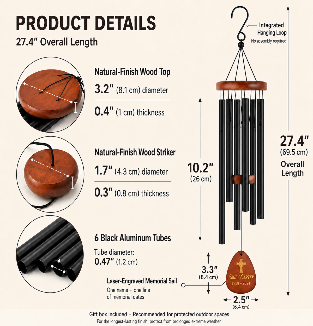 Personalizable Memorial Wind Chime